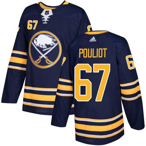 Men Adidas Buffalo Sabres #67 Benoit Pouliot Navy Blue Home Authentic Stitched NHL Jersey